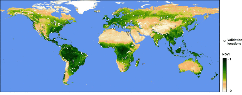 World map with color-coded regions showing different types of land use changes from 1900 to present, including urban expansion (red), agricultural conversion (yellow), deforestation (brown), and protected areas (green), demonstrating the global scale of human landscape modification.