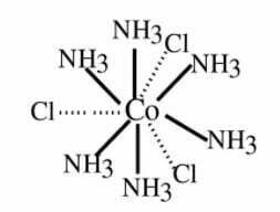 Representation of [Co(NH₃)₆]Cl₃ showing primary and secondary valencies with different line styles