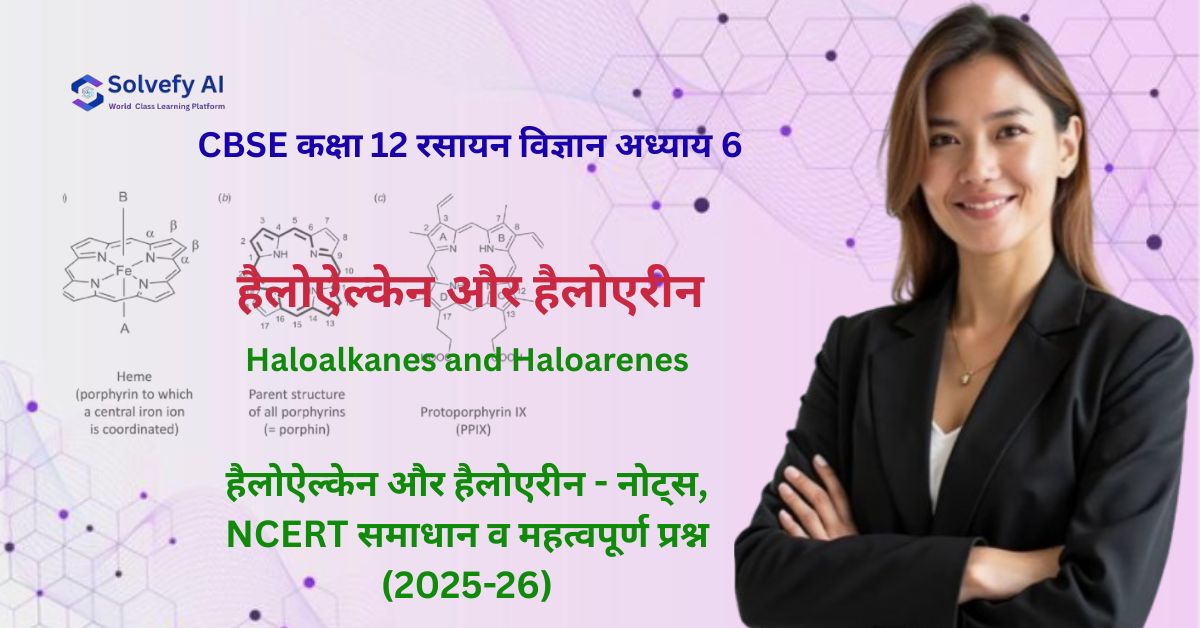 कक्षा 12 रसायन विज्ञान अध्याय 6: हैलोऐल्केन और हैलोएरीन - नोट्स, NCERT समाधान व महत्वपूर्ण प्रश्न (2025-26)