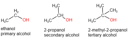 Structural differences between primary, secondary, and tertiary alcohols