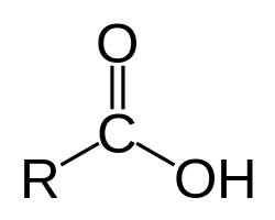 Carboxylic acid molecule showing the carboxyl group and its ability to donate a proton