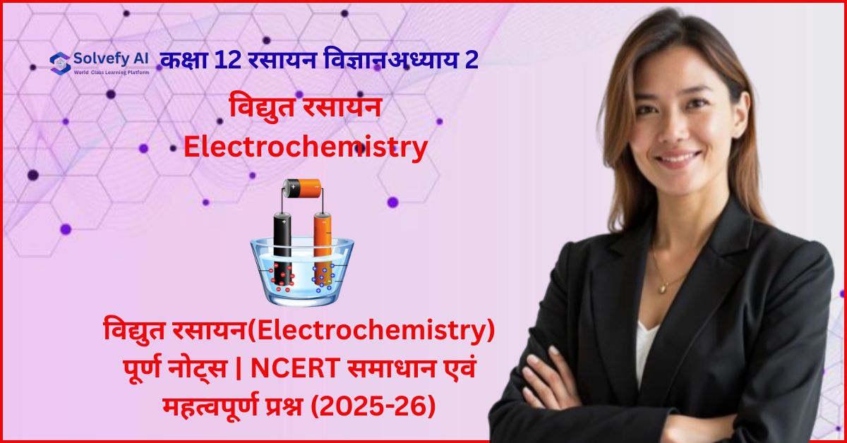 कक्षा 12 रसायन विज्ञान: विद्युत रसायन(Electrochemistry) पूर्ण नोट्स | NCERT समाधान एवं महत्वपूर्ण प्रश्न (2025-26)